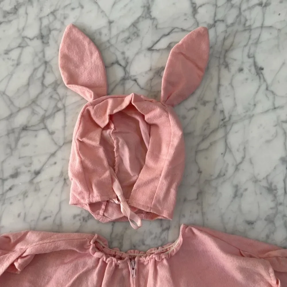 Handmade Infant Doll Bunny Ear Tail Outfit Hat Slippers